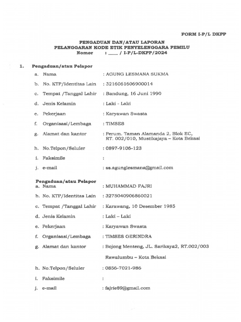 91 Form-I Pengadu | PDF