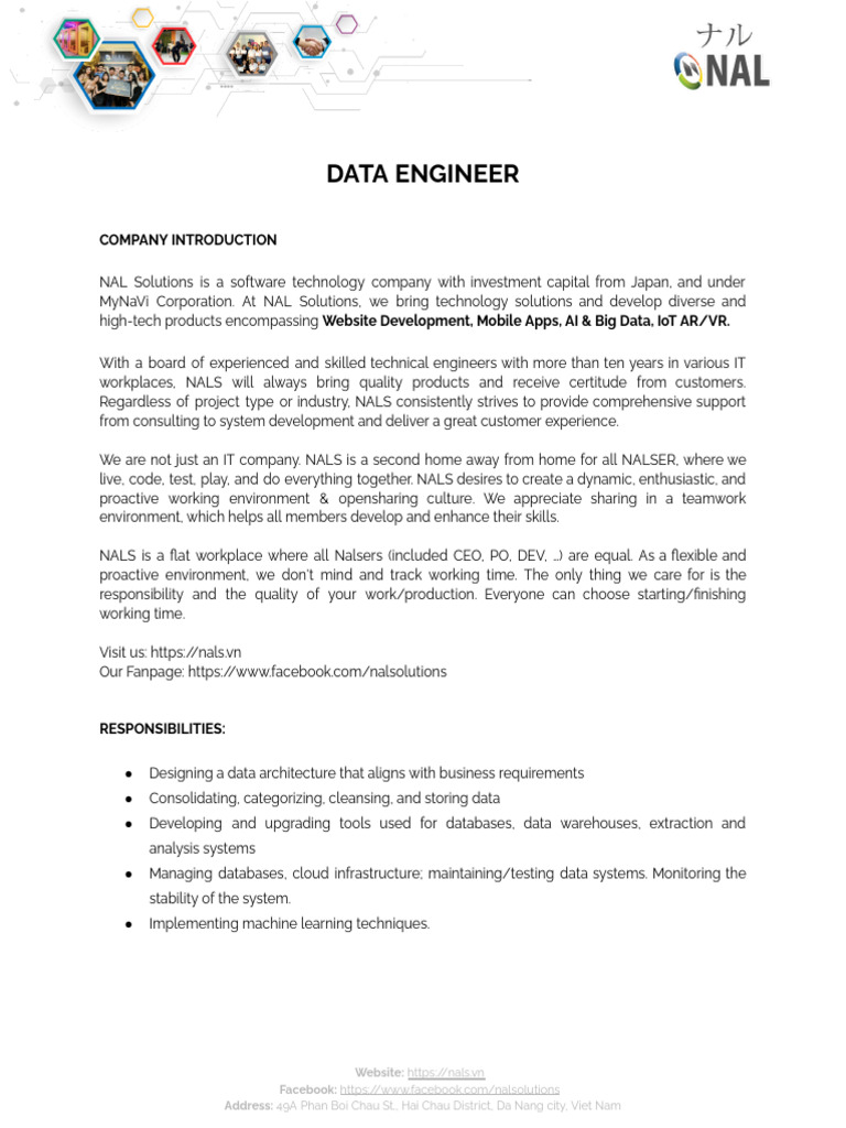 Data Engineer Position at NAL Solutions | PDF | Big Data | Computing