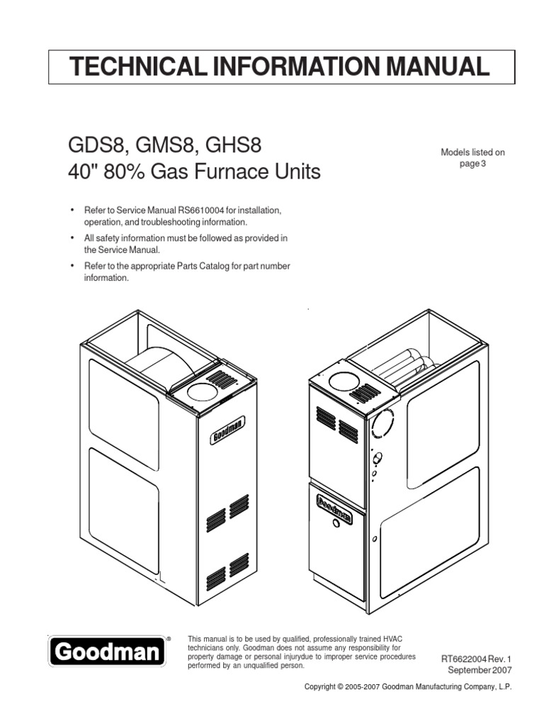 Goodman-GMS80 AN Technical Data | PDF | Thermostat | Mechanical Engineering