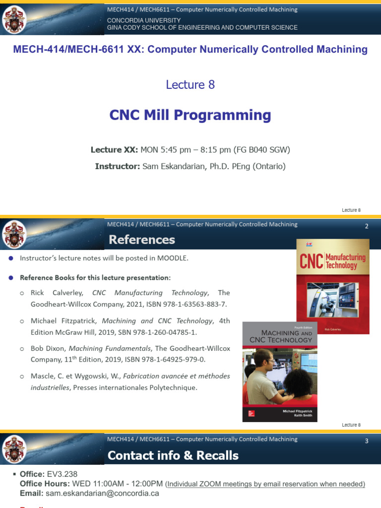 Lecture 8_CNC Mill Programming | PDF | Drilling | Numerical Control