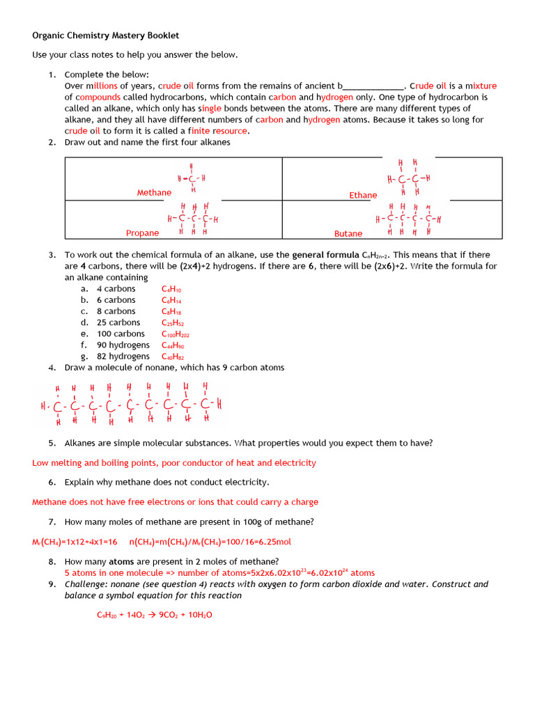 organic-chemistry-mastery-booklet-1-ms | PDF | Cracking (Chemistry ...