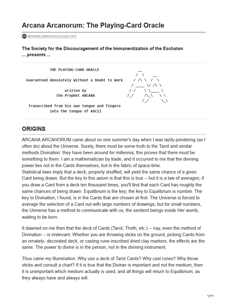 Playing-Card Oracle: A Divination Guide | PDF | Playing Cards | Divination
