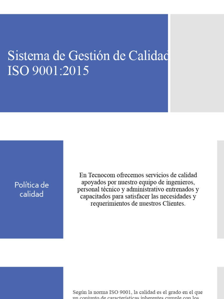 Sistema de Gestión de Calidad ISO 9001 | PDF | Calidad (comercial ...
