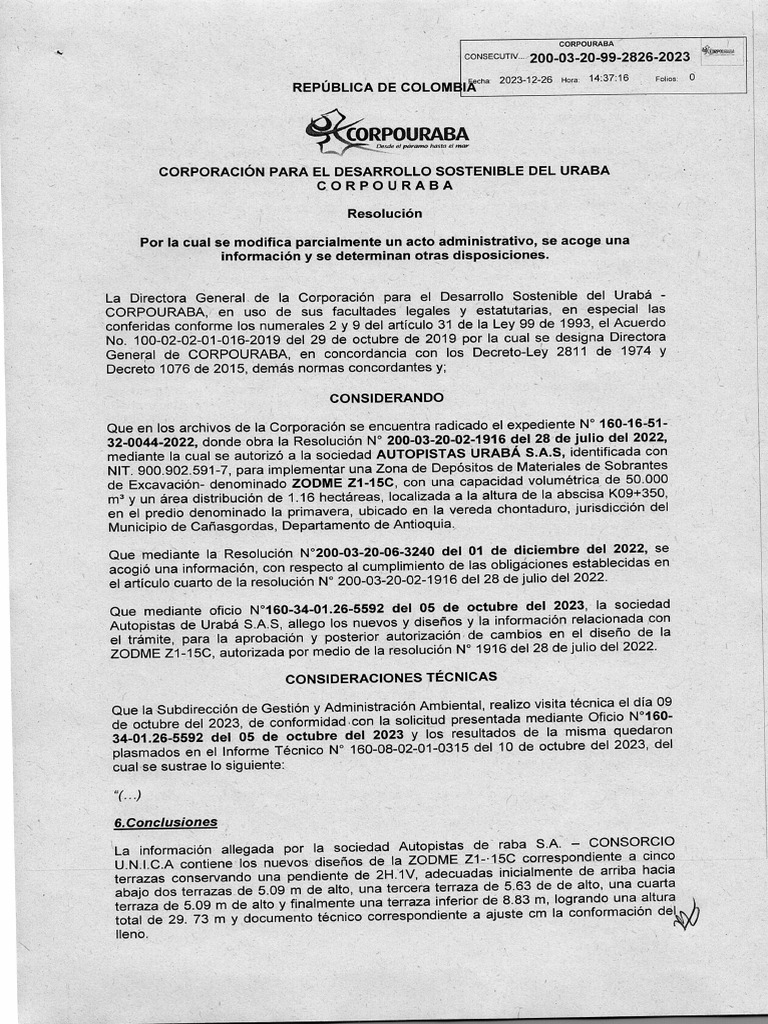 Res 2826 - Modif Zodme 1-15C UF1 | PDF | Entorno natural | Ciencias de ...
