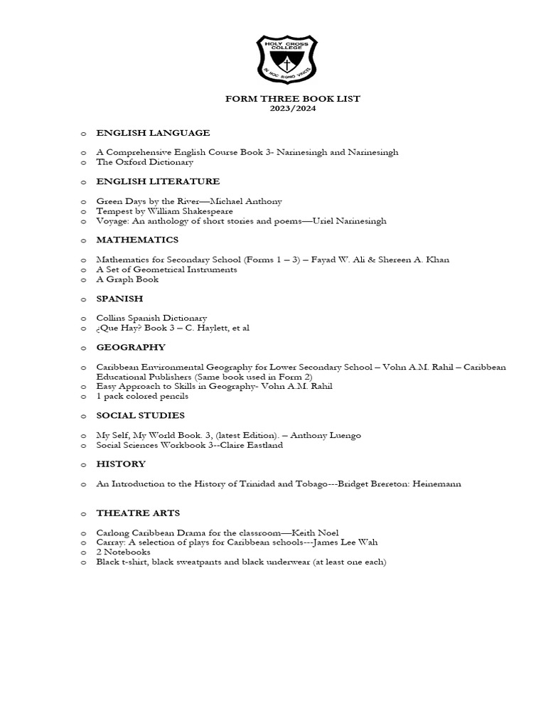 hcc-form-3-book-list-2023-2024-pdf-trousers-t-shirt