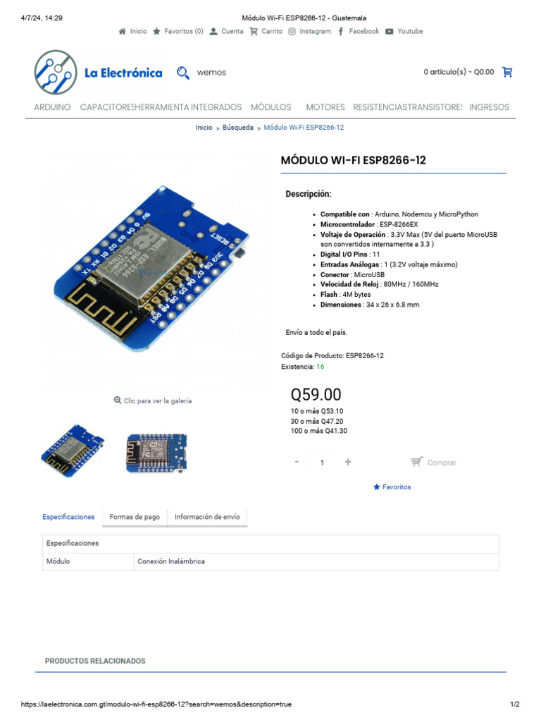Módulo Wi Fi ESP8266 12 | PDF | Arduino | Wifi