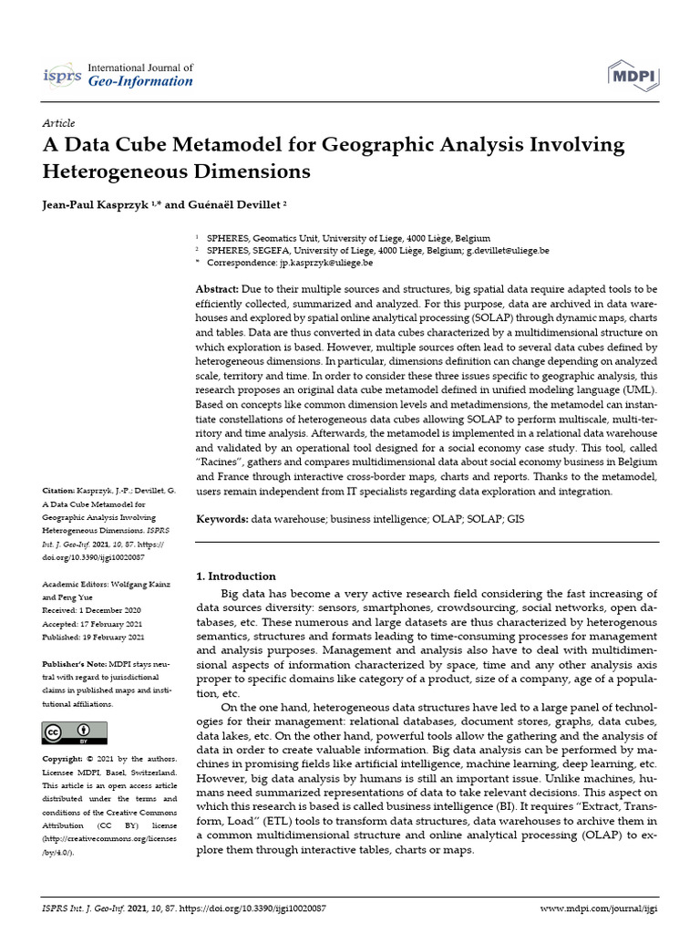 A Data Cube Metamodel For Geographic Analysis Invo | PDF | Data ...