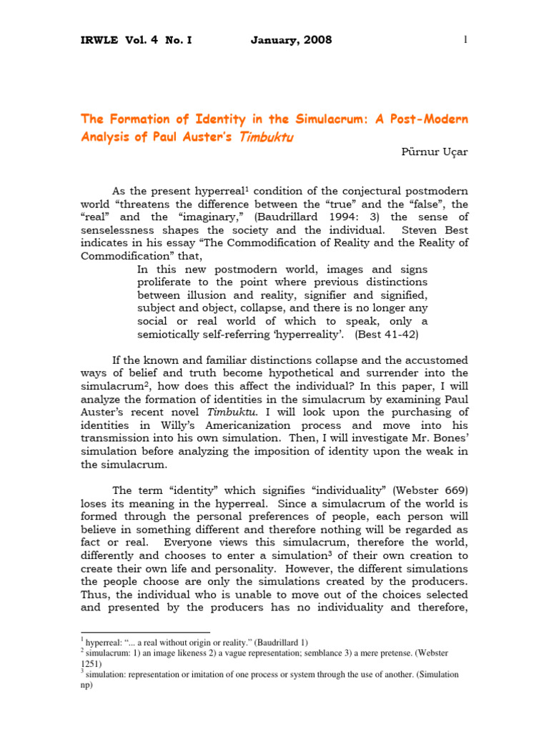 The Formation of Identity of Simulacrum | PDF | Epistemology ...