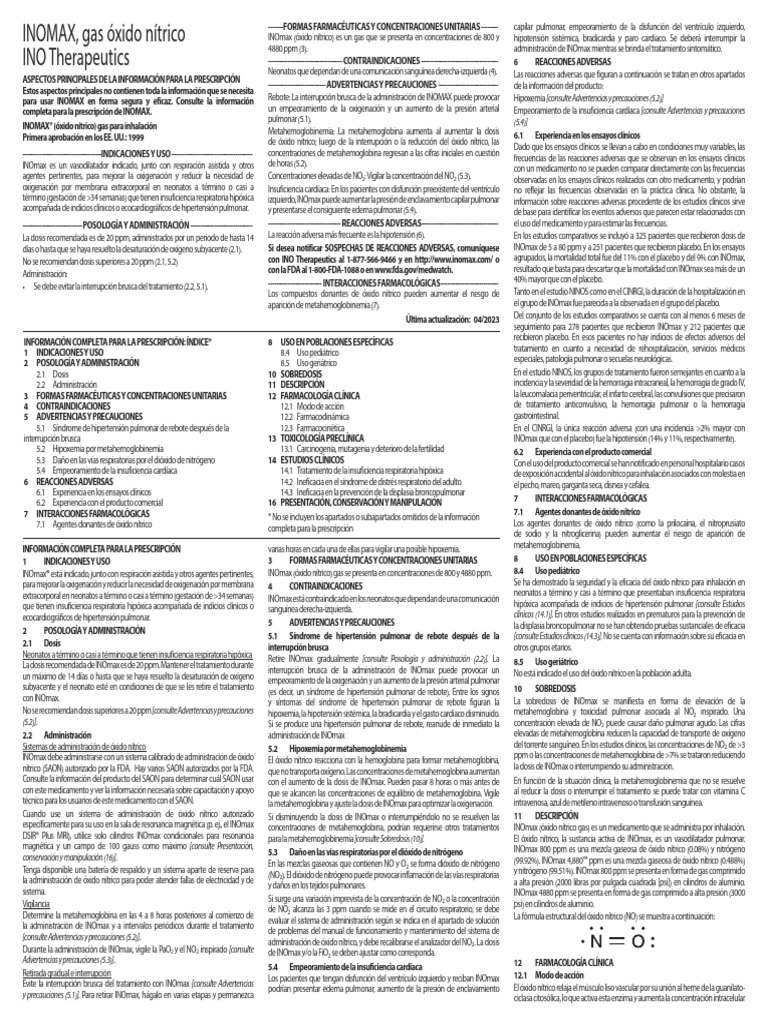 Inomax PI Spanish | PDF | Hipertensión | Medicamentos con receta
