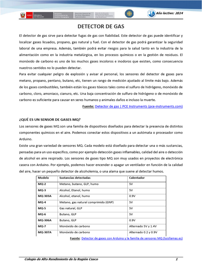 Detector De Gas Pdf Hidrógeno Propano