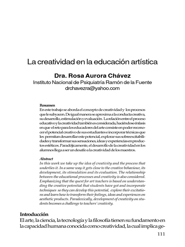 Chavez Rosa - La Creatividad en La Educacion Artistica | PDF | Cerebro ...