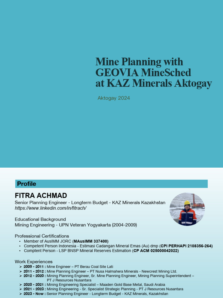 Mine Planning at KAZ Minerals Aktogay | PDF | Mining | 3 D Computer ...