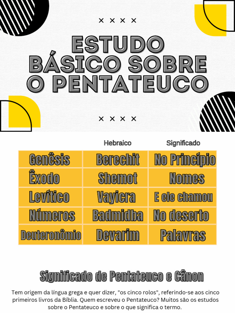 Pentateuco: Significado e Estrutura | PDF | Torá | Cânon Bíblico