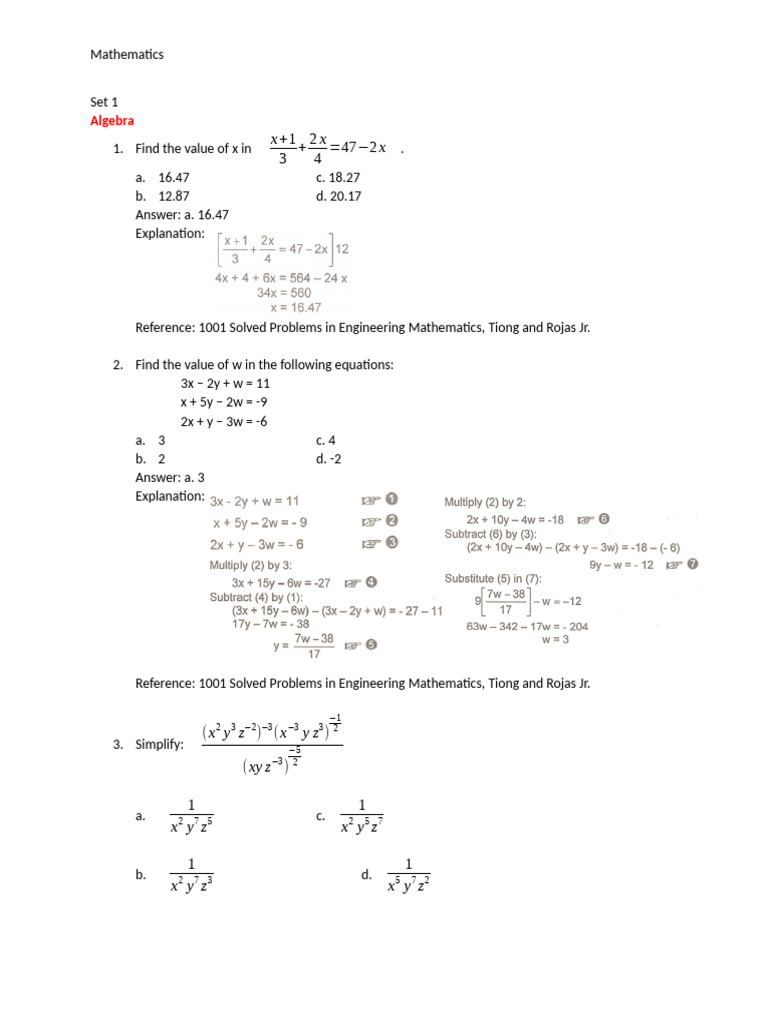 Algebra and Trigonometry Problem Set | PDF | Triangle | Circle