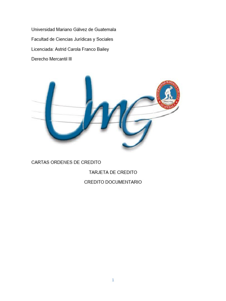 Credito documentario cartas ordenes de credito y tarjeta de cr dito
