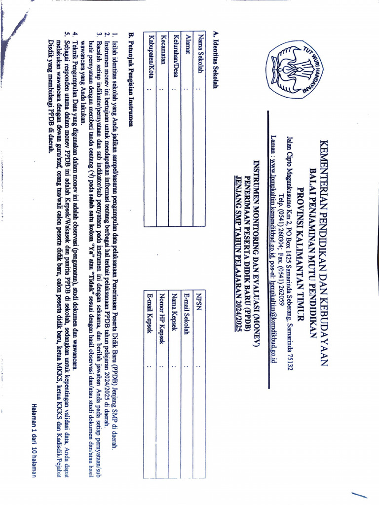 Instrumen Monitoring Dan Evaluasi (MONEV) | PDF