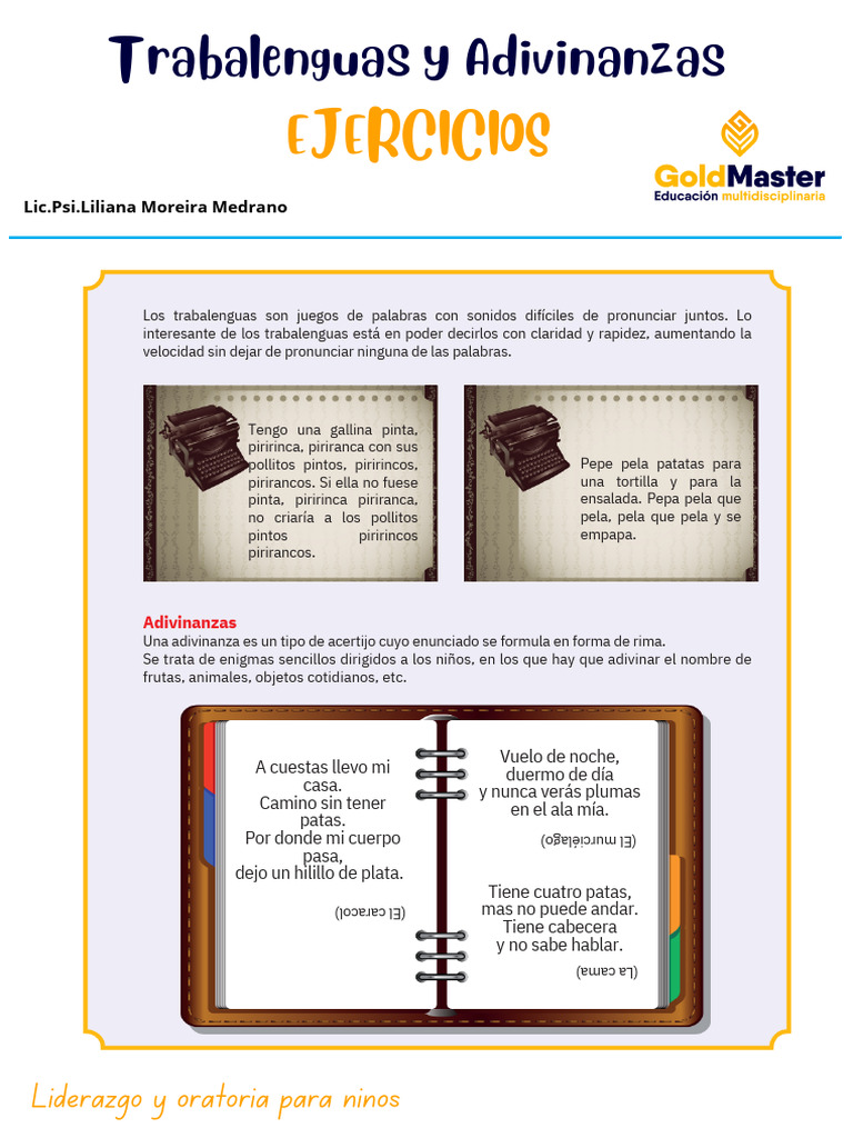 Adivinanzas y Trabalenguas para Niños | PDF