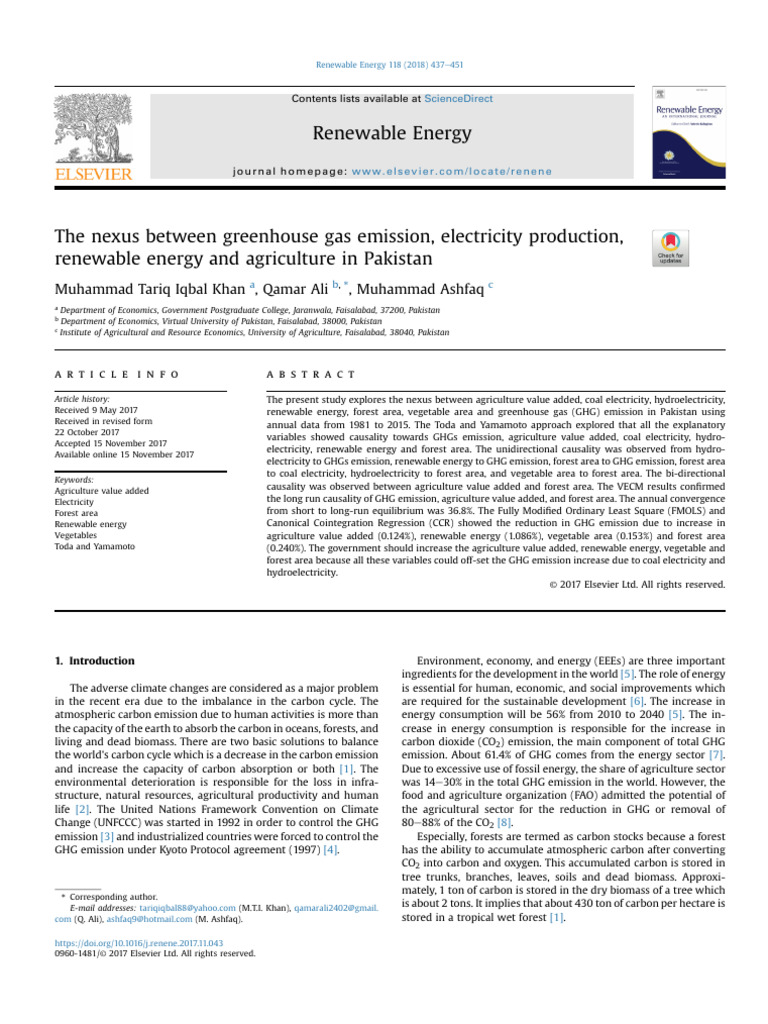 The Nexus Between Greenhouse Gas Emission, Electricity Production | PDF ...
