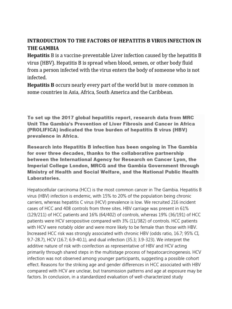 Hepatitis B Infection Factors in The Gambia | PDF | Hepatitis | Hepatitis B