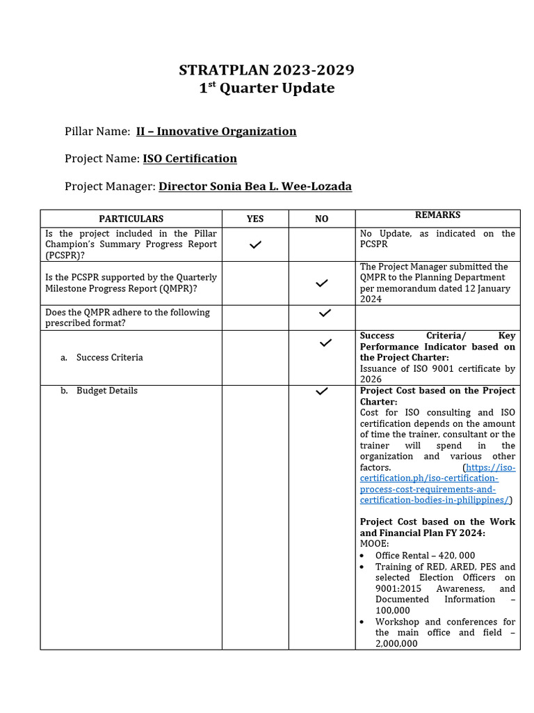 ISO Certification Project Update 2023 | PDF | Quality Management System ...