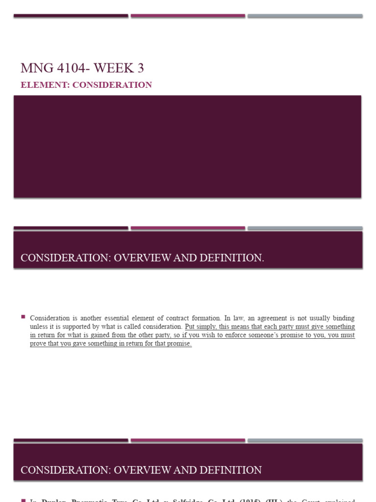 MNG 4104 - Lecture Notes Week 2 - Consideration | PDF | Consideration ...