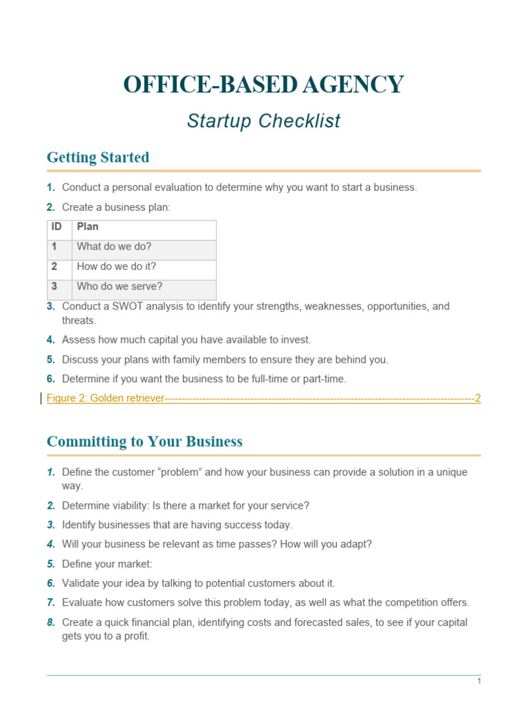 Office-Based Agency Startup Checklist | PDF | Business