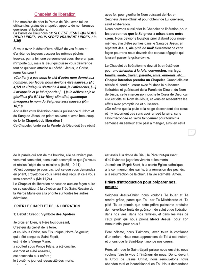 Chapelet de Libération et Guérison PDF Jésus Prière — free download