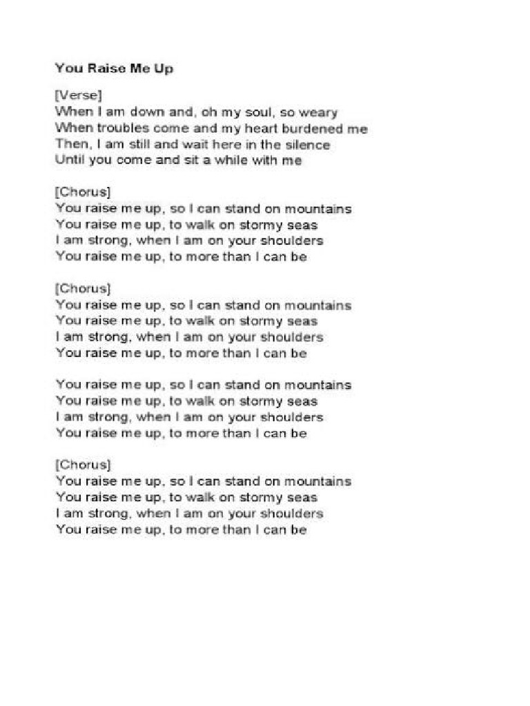 Lirik lagu you raise me up pdf