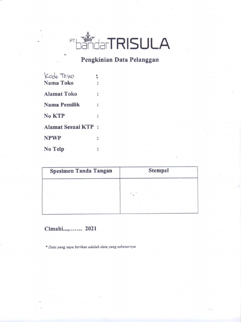 Form Toko Baru | PDF