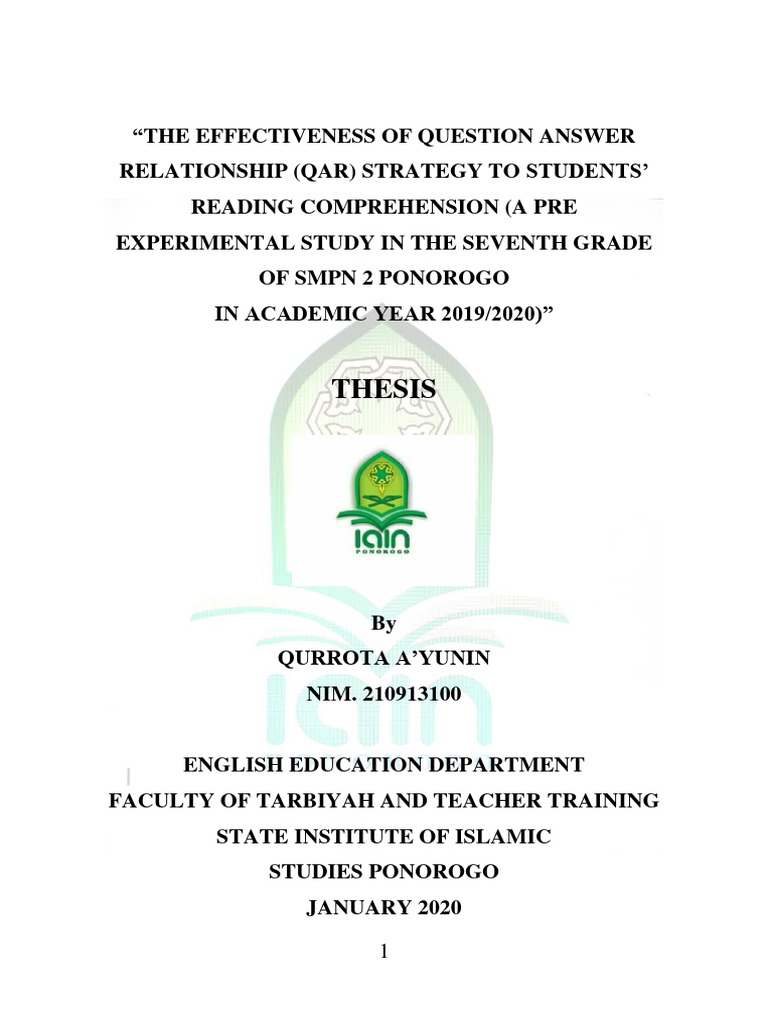 QAR Strategy's Impact on Reading Skills | PDF | Reading Comprehension ...