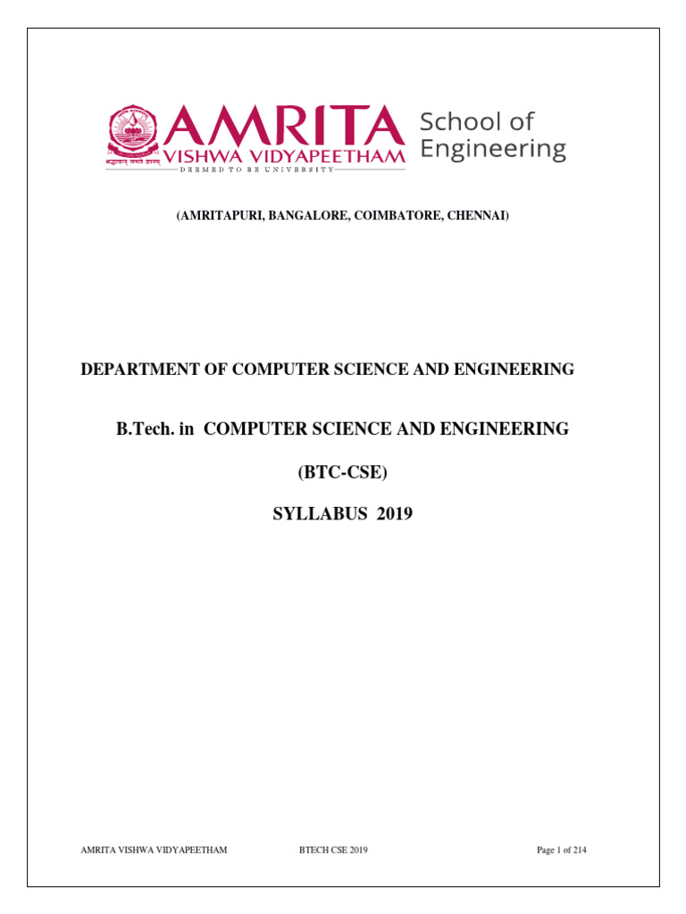 Syllabus Btech Cse 2019 Compressed | PDF | Eigenvalues And Eigenvectors ...