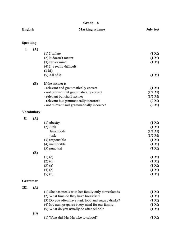 G8 Marking Scheme | PDF | Cognitive Science | Human Communication