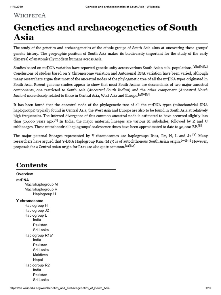 Genetics of South Asian Populations | PDF | Population Genetics | Genealogy