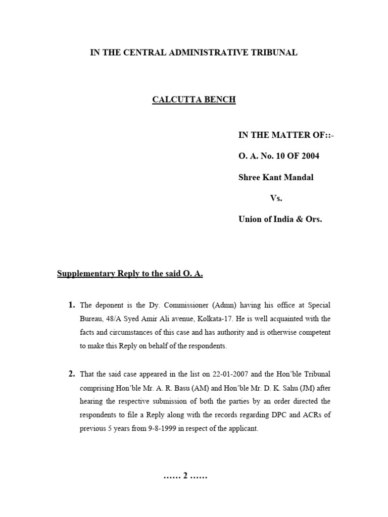 Supplementary Reply To The Said O A | PDF | Justice | Crime & Violence