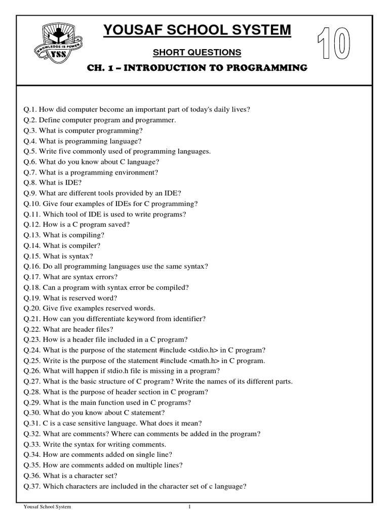 Computer sq ch 1 class 10 pdf programming computer program