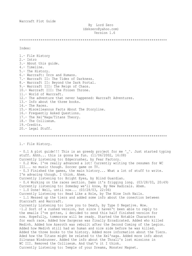 Warcraft Plot Overview Guide | PDF | Races And Factions Of Warcraft ...