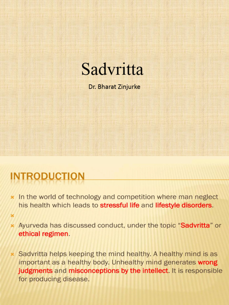 Sadvritta: Ethical and Social Conduct in Ayurveda | PDF | Sexual ...