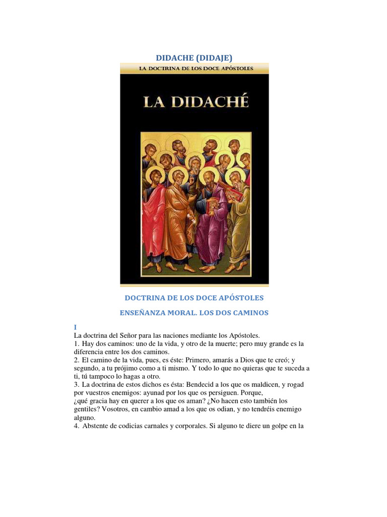 Enseñanzas de la Didaché: Dos Caminos | PDF | eucaristía | Profeta