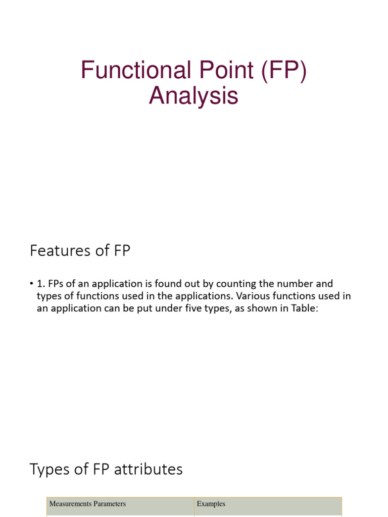 Functional Point (FP) Analysis | PDF | Parameter (Computer Programming ...