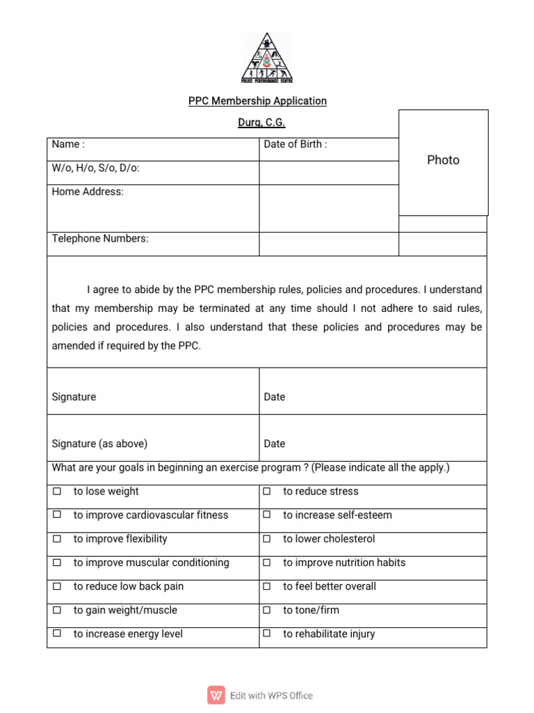 PPC Membership Application Form | PDF
