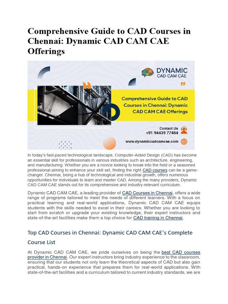 CAD Courses Overview in Chennai | PDF | Mechanical Engineering ...