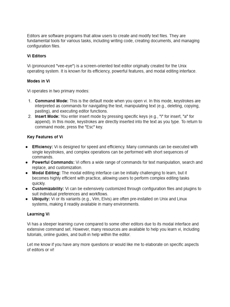 Understanding the Vi Editor in Linux | PDF | Art | Technology & Engineering