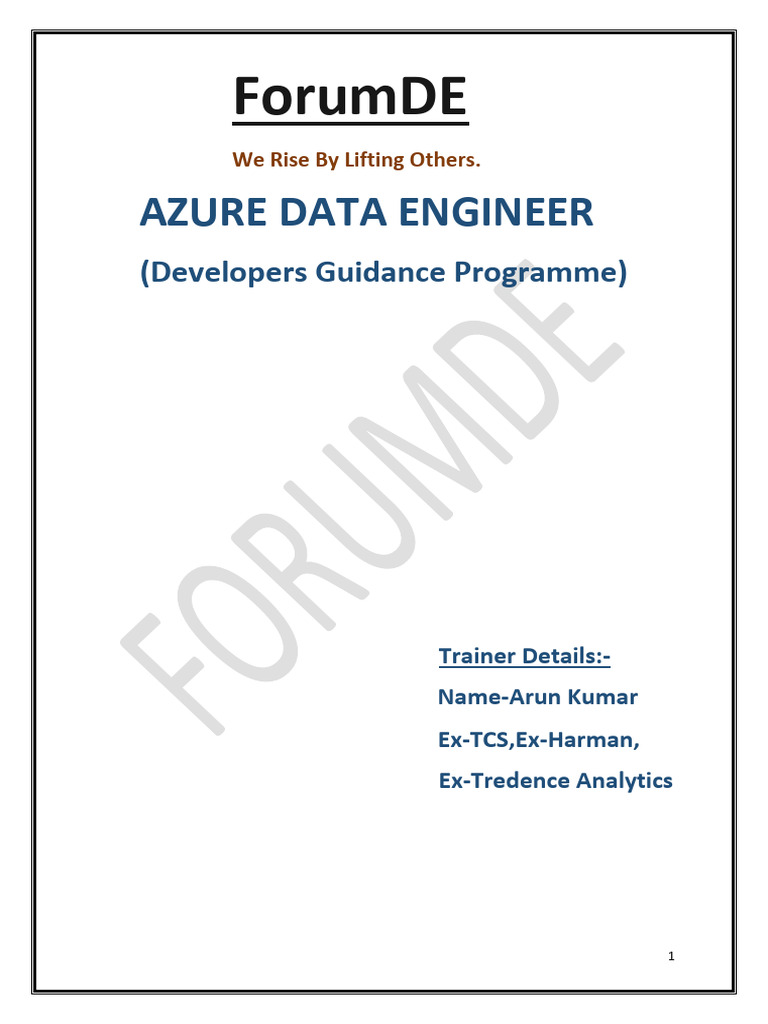 ForumDE AzureDataEngineer Curriculum | PDF | Microsoft Sql Server | My Sql