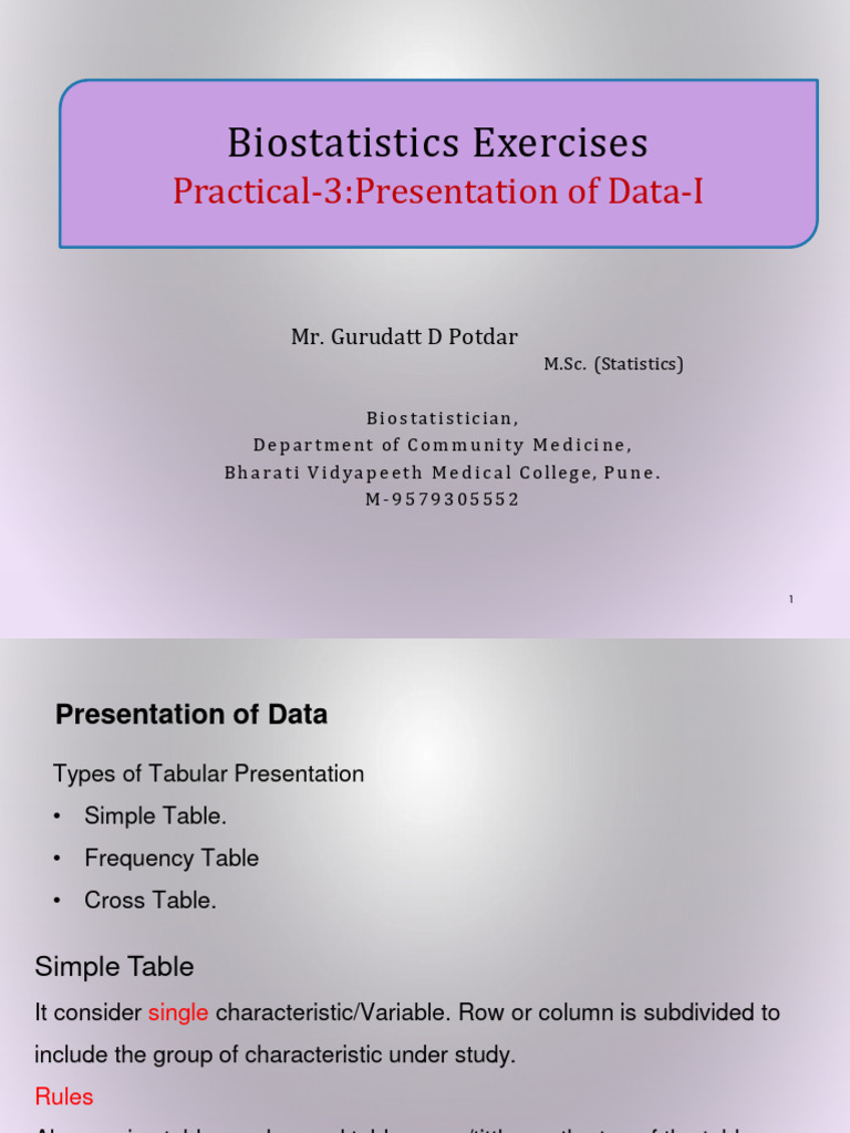 Tabular Presentation of Data | PDF | Biostatistics