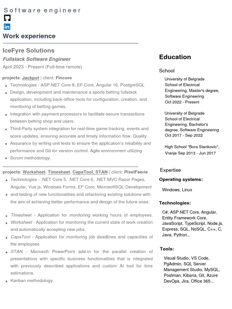 Fullstack Software Engineer Resume | PDF | Microsoft Sql Server ...