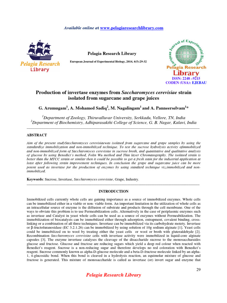 production-of-invertase-enzymes-from-saccharomyces-cerevisiae ...