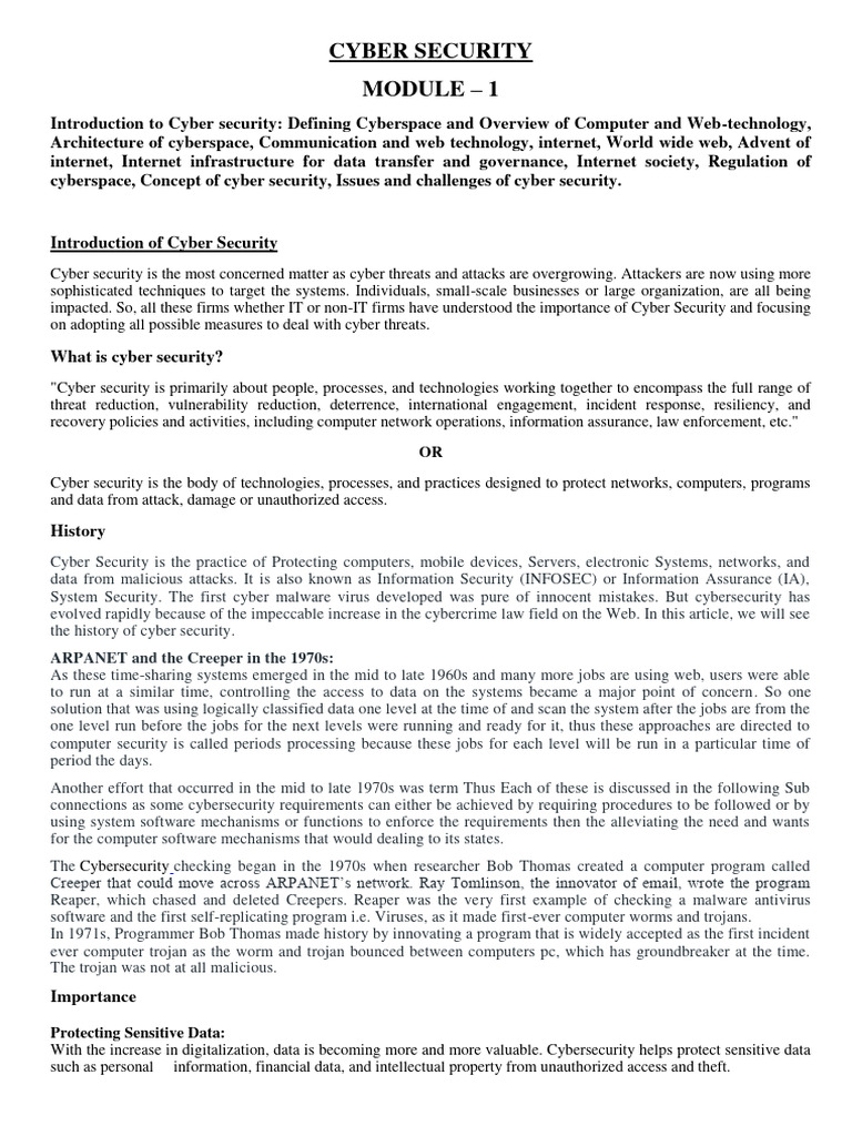 Cyber Security Module - 01 | Download Free PDF | World Wide Web ...