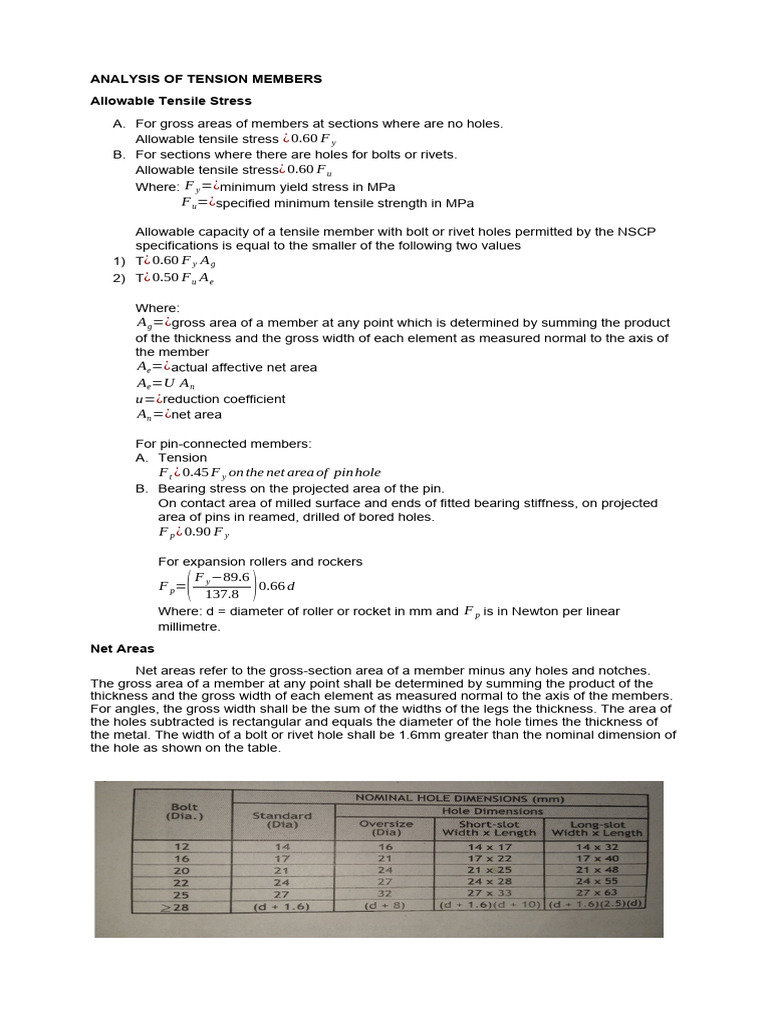 Analysis of Tension Members 1 | PDF | Screw | Stress (Mechanics)