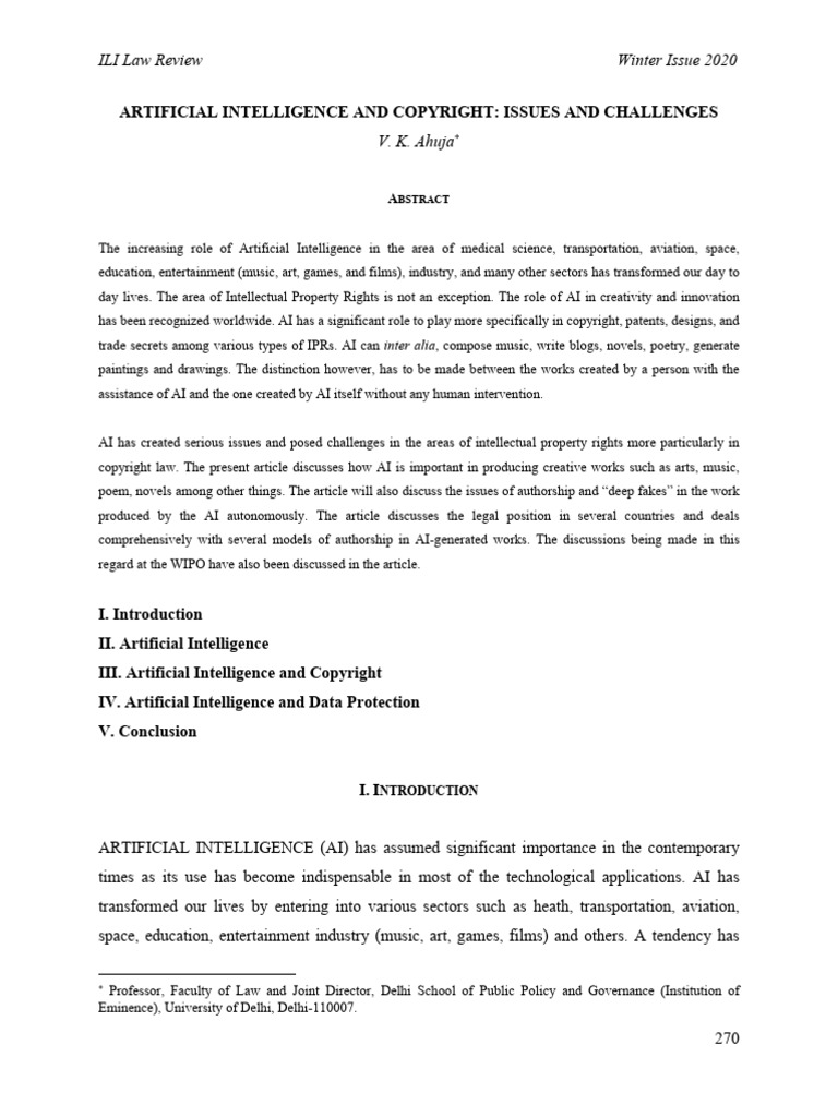 Copyright Consideration in AI | PDF | Artificial Intelligence ...