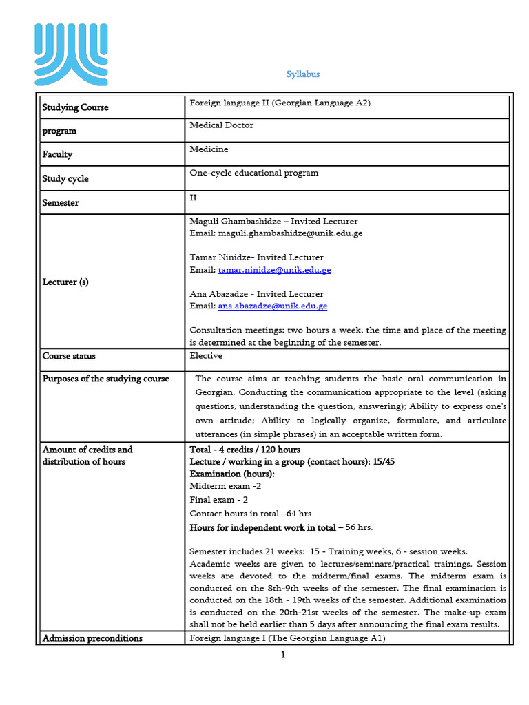 Foreign Language II (Georgian Language A2) | PDF | Plagiarism | Human ...